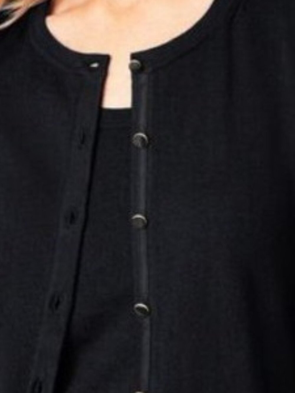 Talbots Charming Cardigan Womens Plus Sz X (1X) 3/4 Sleeve Prima Black-lp491